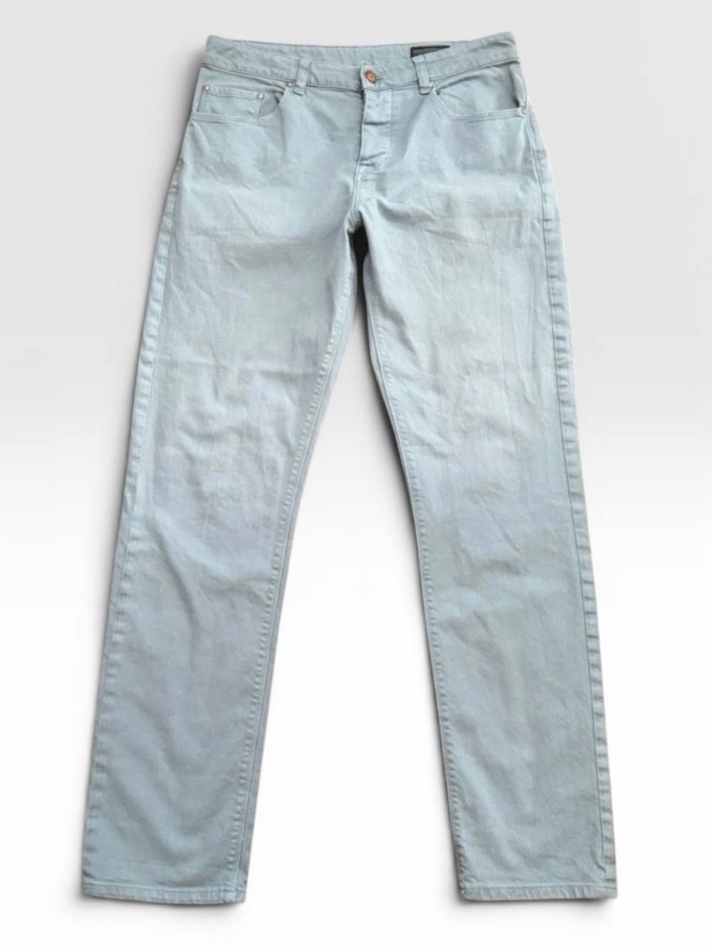 ASOS Men’s Straight Leg Jeans 34x34 Light Sage Green Stretch Button Fly Denim